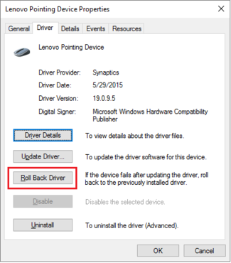 Poitning device driver properties