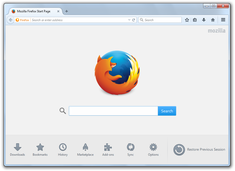 mozilla firefox start page default search engine