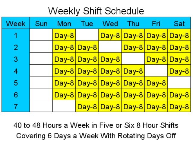 8 Hour Shift Schedules For 6 Days A Week Standaloneinstaller