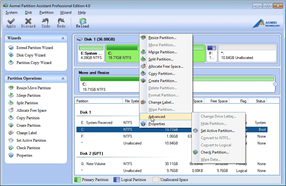 aomei partition assistant professional 8.10