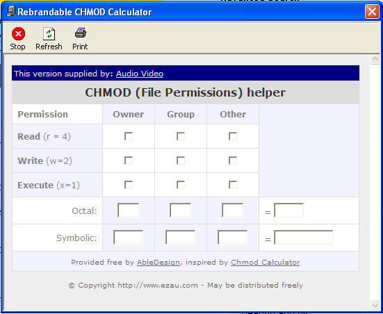 Audio Video CHMod Calculator