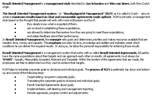 Beers Result Orientated Management