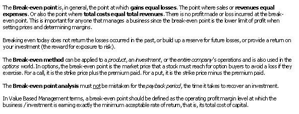 Break Even Point (MEGA)