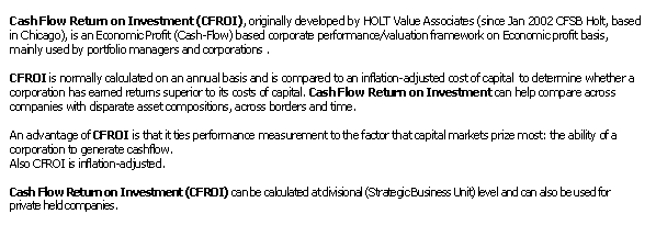 Cashflow Return on Investment (MEGA)