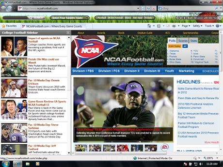 Download College Football IE Browser Theme