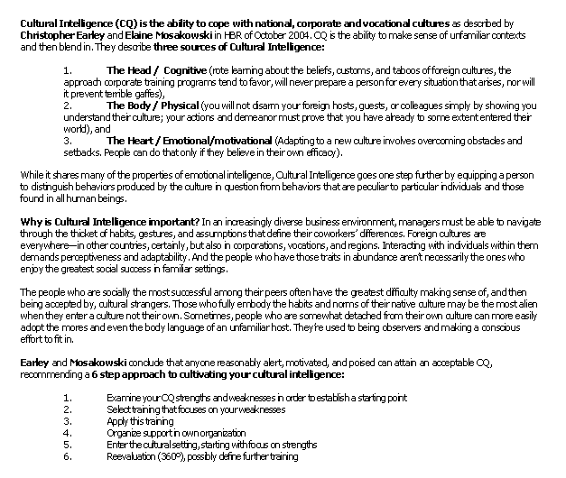 Cultural Intelligence (MBA)