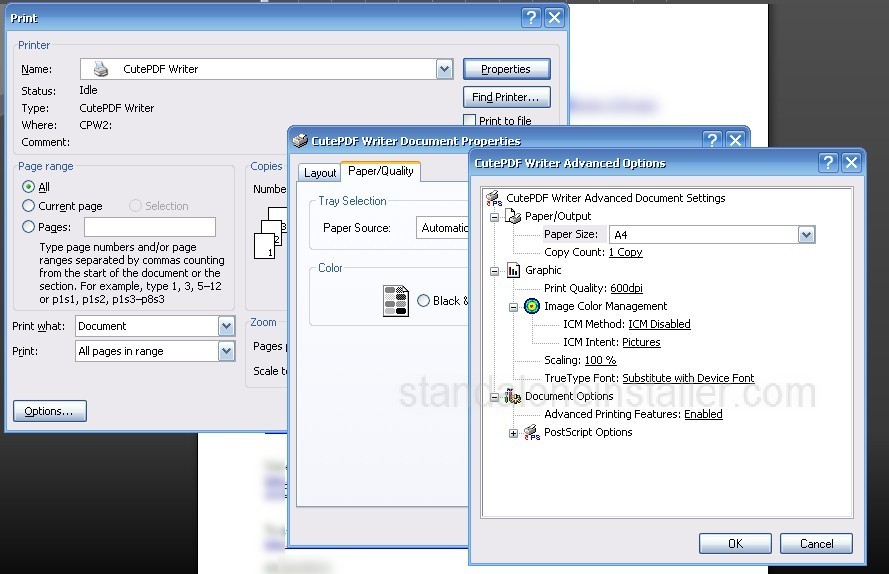 cutepdf printer windows 8