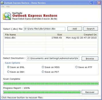Download DBX Files Restore
