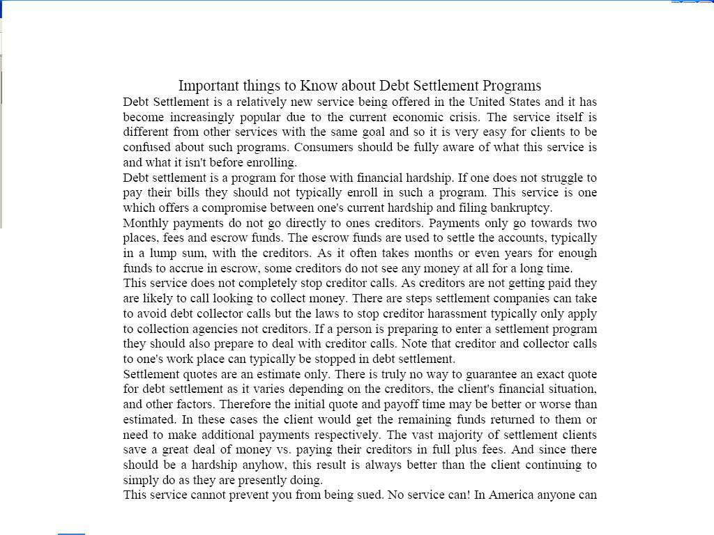 Debt Settlement debt settlement