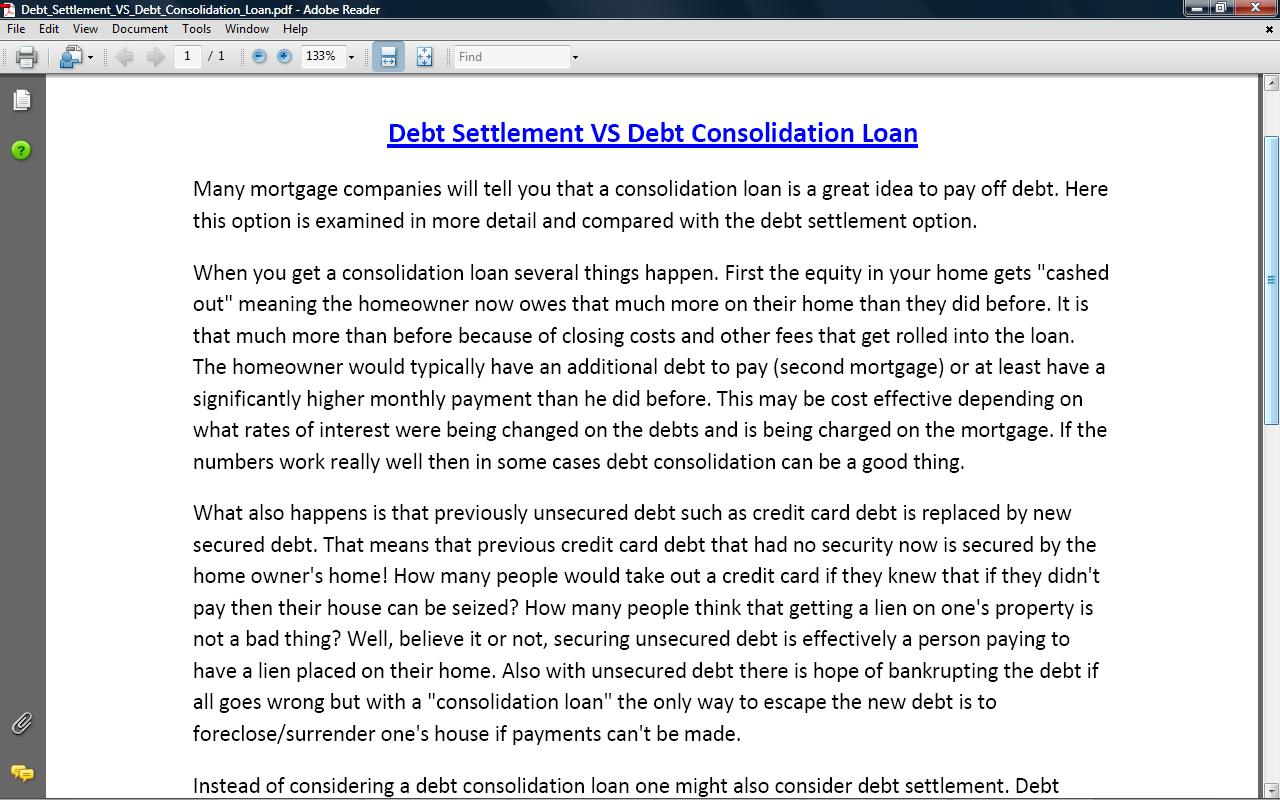Debt settlement VS Debt consolidation