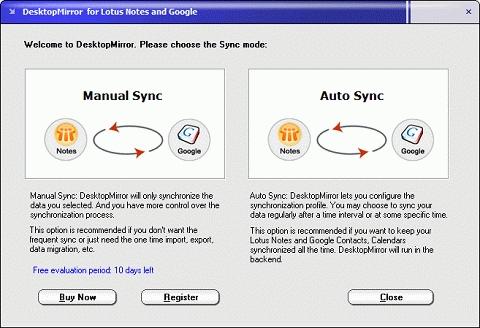 Download DesktopMirror for Lotus Notes and Google