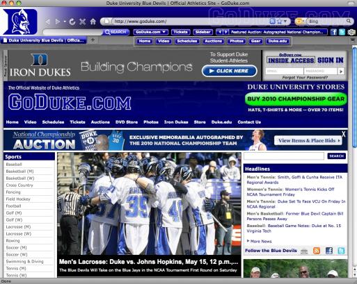 Download Duke Athletics IE Theme