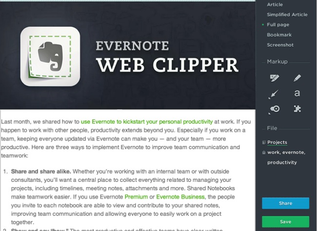 evernote web clipper chrome app