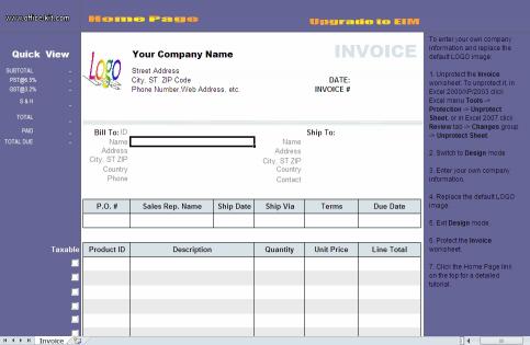 Download Excel Invoice Template