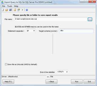 Download Export Query to SQL for SQL server