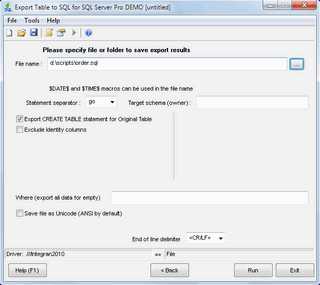 Download Export Table to SQL for SQL server