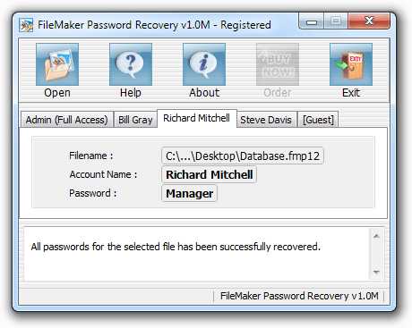 filemaker password recovery tool