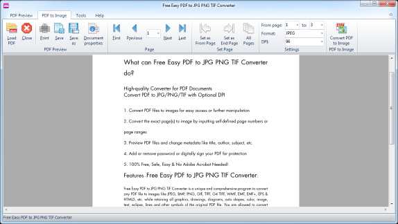 Free Easy PDF to JPG PNG TIF Converter
