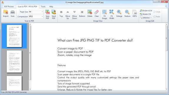 Free JPG PNG TIF to PDF Converter