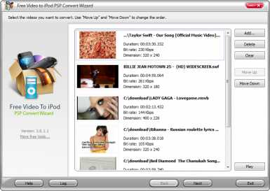 Free Video To iPod PSP Convert Wizard