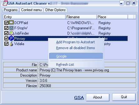 Download GSA Autostart Cleaner