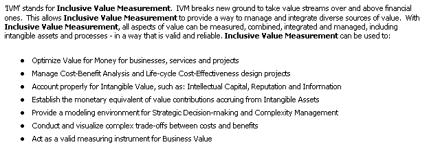 Inclusive Value Measurement IVM (MBA)