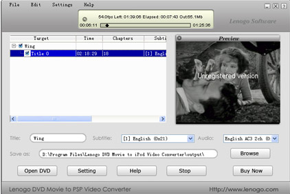 Lenogo DVD Movie to PSP Video Converter lenogo dvd movie to psp video converter