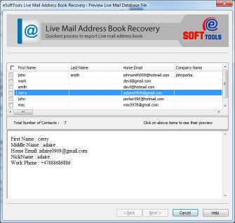 Live Mail Contacts Recovery