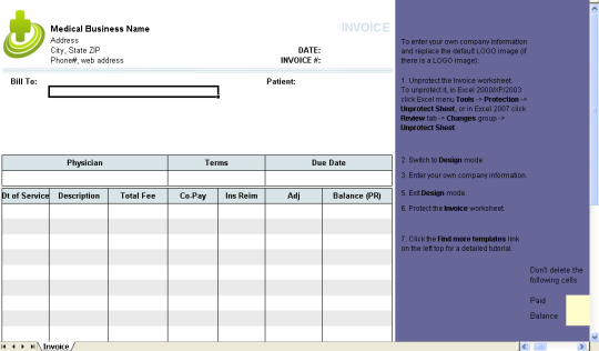 medical invoice template standaloneinstaller com