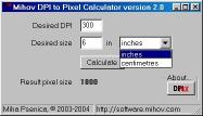 Download Mihov DPI to Pixel Calculator