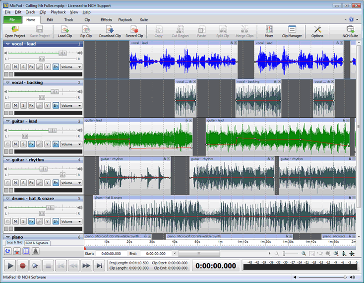 mixpad multitrack recording software free download