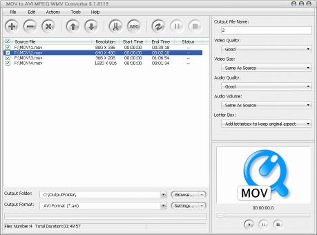 Download MOV to AVI MPEG WMV Converter