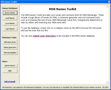 Download MSN Names Toolkit
