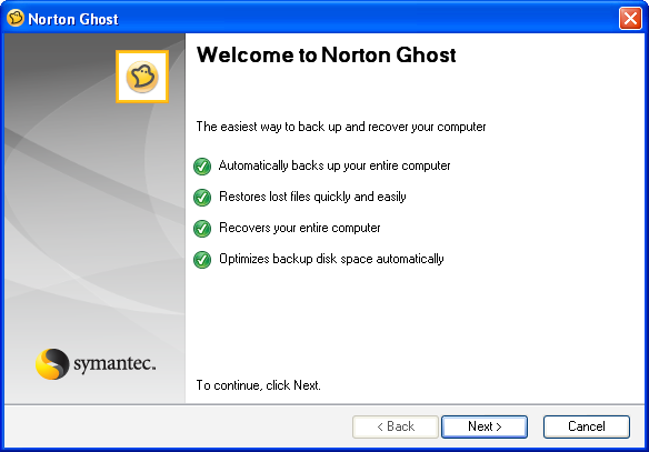 norton ghost 15 create image