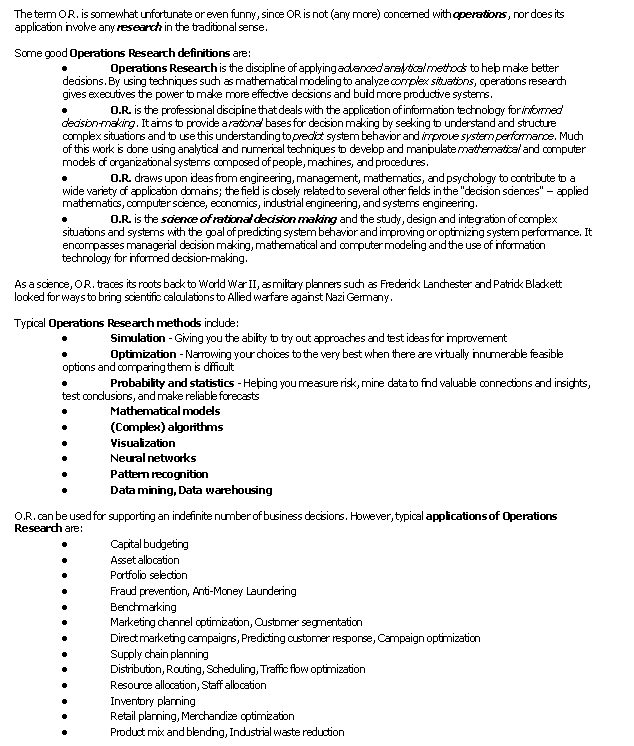 Operations Research (MEGA)