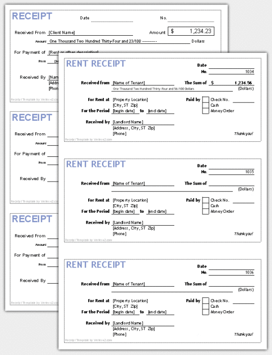 Receipt Templates for Excel