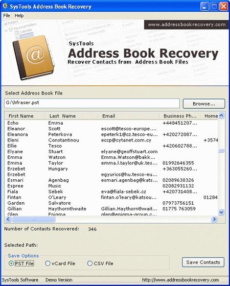 Download Recover PST Contacts