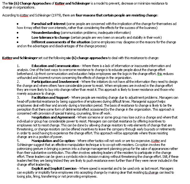 Schlesinger Change Approaches (MEGA)