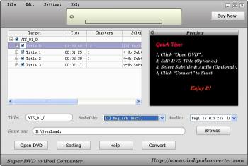 Download Super DVD to iPod Converter build 01