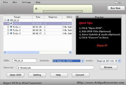 Download Super DVD to iPod Converter Build 2008