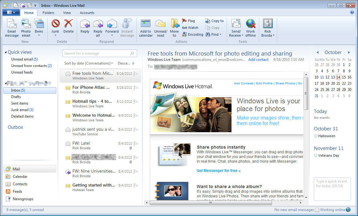 windows live mail has stopped working