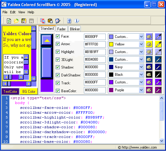 Yaldex Colored ScrollBars 1.2 yaldex colored scrollbars 1.2