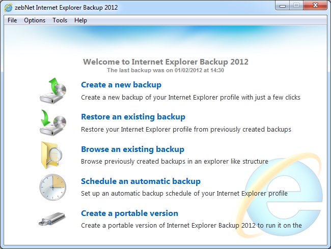 backrex internet explorer backup