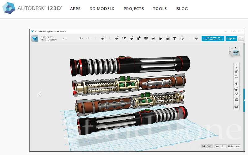 extend the grid in autodesk 123d design