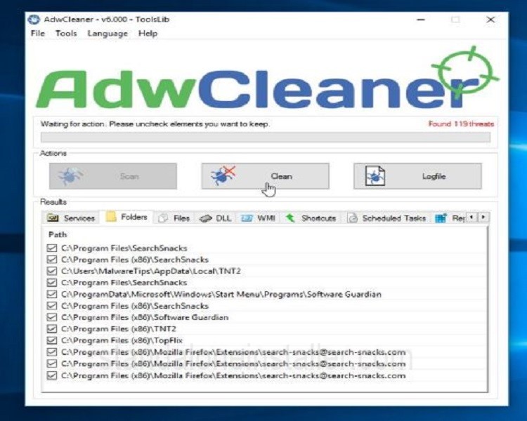 AdwCleaner Clean
