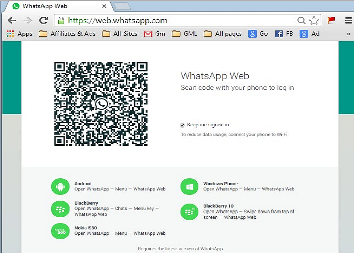WhatsApp in a Web Browser